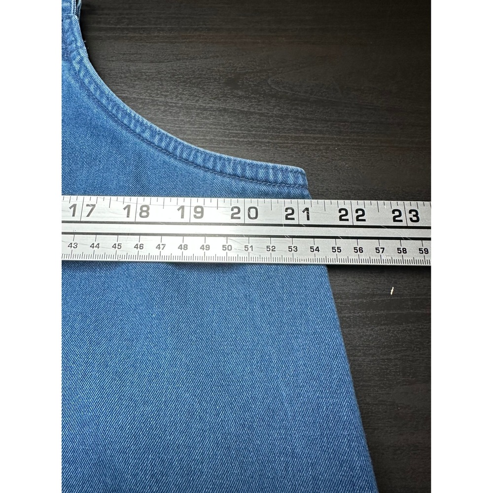 Vintage Denim Overall Pinafore Dress Women XL Maxi Blue Cotton Lyocell - Picture 10 of 11